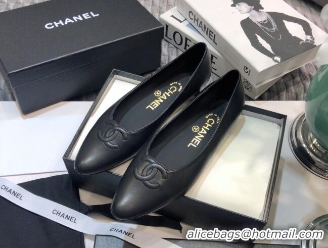 Grade Design Chanel Vintage Lambskin Ballerinas with Embossed CC 011134 Black 2021