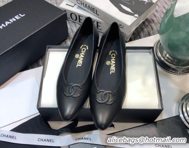 Grade Design Chanel Vintage Lambskin Ballerinas with Embossed CC 011134 Black 2021