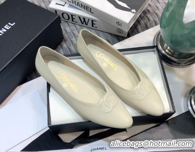 Best Luxury Chanel Vintage Lambskin Ballerinas with Embossed CC 011134 White 2021