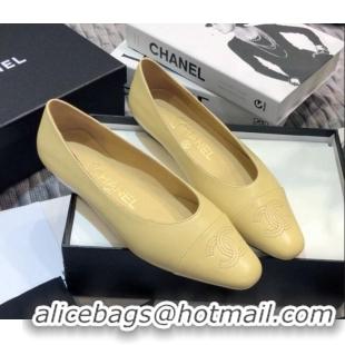 Good Quality Chanel Vintage Lambskin Ballerinas with Embossed CC 011134 Nude 2021