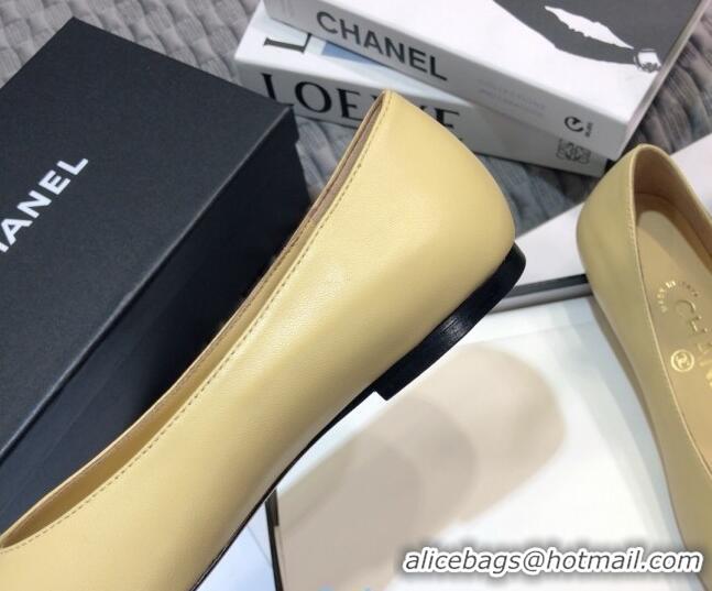 Good Quality Chanel Vintage Lambskin Ballerinas with Embossed CC 011134 Nude 2021