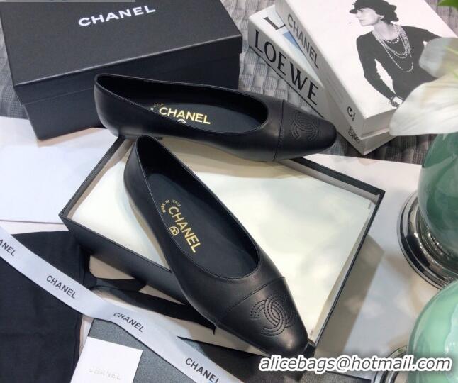 Good Product Chanel Vintage Lambskin Ballerinas with CC Embroidery 011138 Black 2021