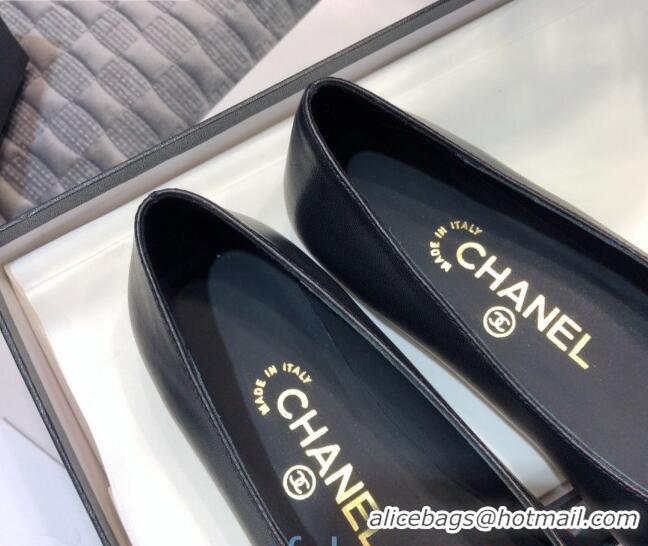 Good Product Chanel Vintage Lambskin Ballerinas with CC Embroidery 011138 Black 2021