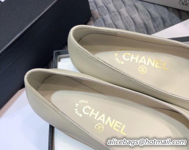 Top Quality Chanel Vintage Lambskin Ballerinas with CC Embroidery 011138 White 2021