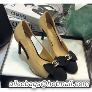 Fashion Chanel Lambskin Bow Pumps  8.5cm G36347 Nude 2021