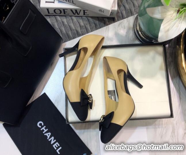 Fashion Chanel Lambskin Bow Pumps  8.5cm G36347 Nude 2021