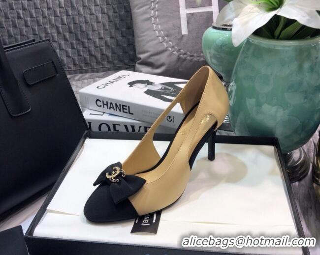 Fashion Chanel Lambskin Bow Pumps  8.5cm G36347 Nude 2021