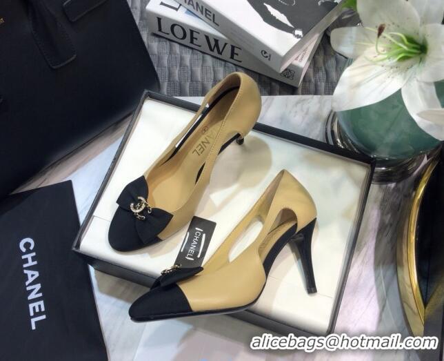 Fashion Chanel Lambskin Bow Pumps  8.5cm G36347 Nude 2021