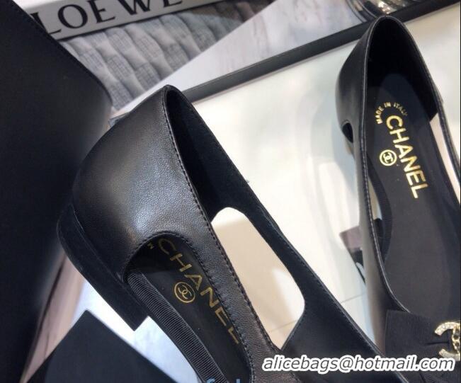 Super Quality Chanel Lambskin Bow Ballerinas G36351 Black 2021