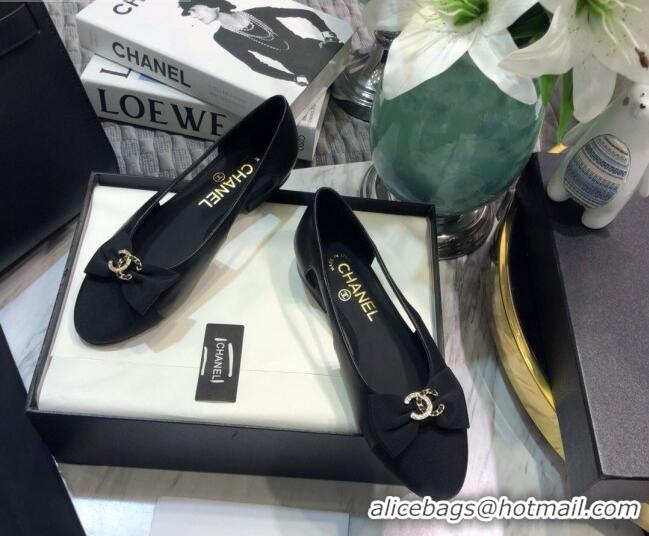 Super Quality Chanel Lambskin Bow Ballerinas G36351 Black 2021