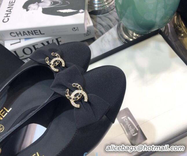 Super Quality Chanel Lambskin Bow Ballerinas G36351 Black 2021