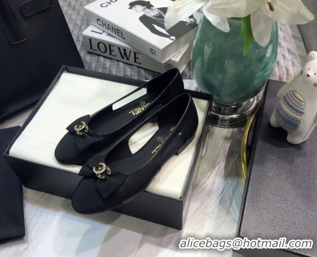 Super Quality Chanel Lambskin Bow Ballerinas G36351 Black 2021