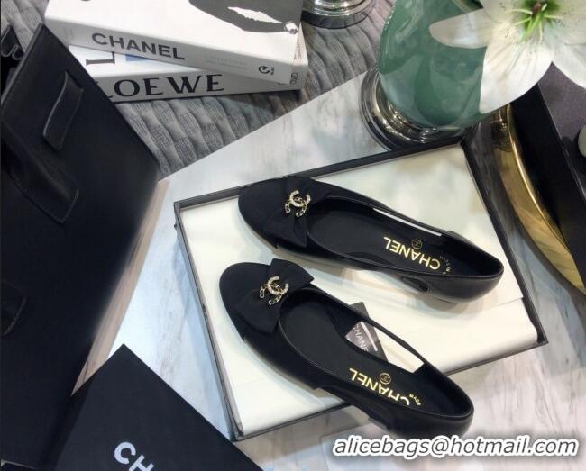 Super Quality Chanel Lambskin Bow Ballerinas G36351 Black 2021