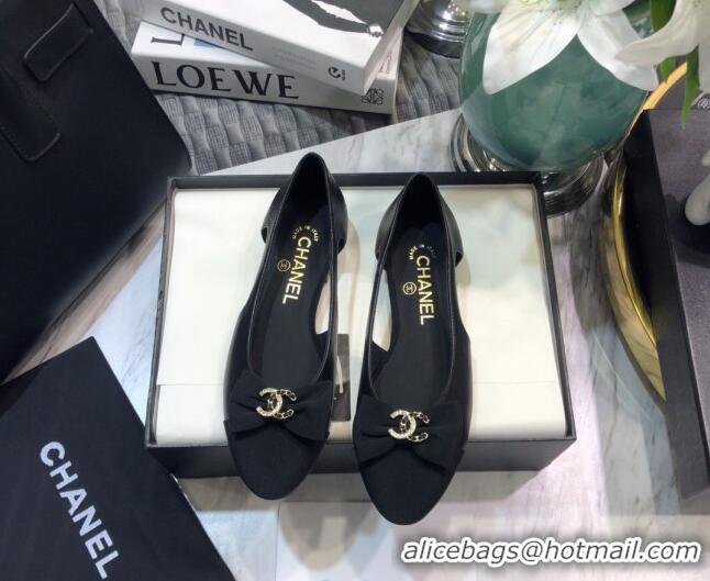 Super Quality Chanel Lambskin Bow Ballerinas G36351 Black 2021