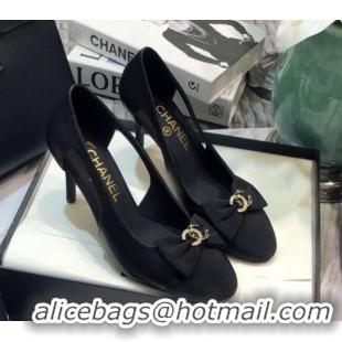 Good Quality Chanel Lambskin Bow Pumps 8.5cm G36347 Black 2021