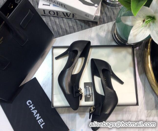 Good Quality Chanel Lambskin Bow Pumps 8.5cm G36347 Black 2021