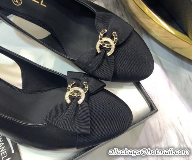 Good Quality Chanel Lambskin Bow Pumps 8.5cm G36347 Black 2021