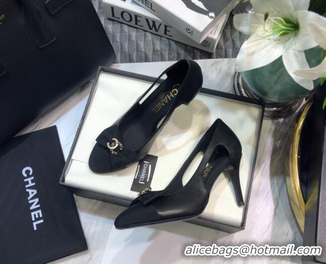 Good Quality Chanel Lambskin Bow Pumps 8.5cm G36347 Black 2021