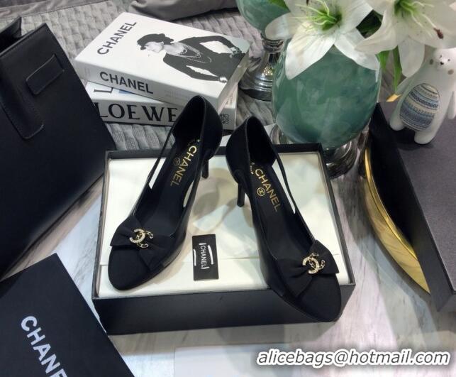 Good Quality Chanel Lambskin Bow Pumps 8.5cm G36347 Black 2021