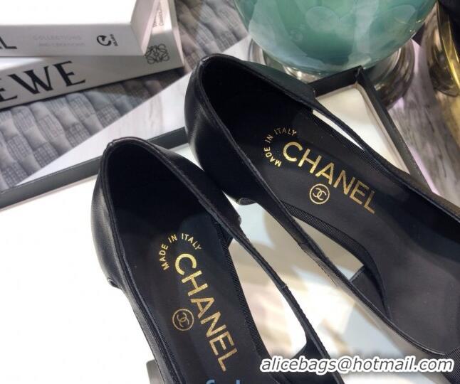 Good Quality Chanel Lambskin Bow Pumps 8.5cm G36347 Black 2021