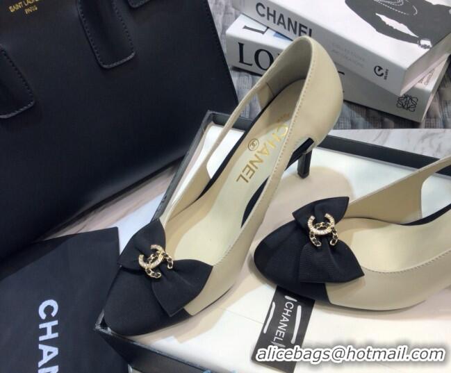 Unique Style Chanel Lambskin Bow Pumps 8.5cm G36347 White 2021