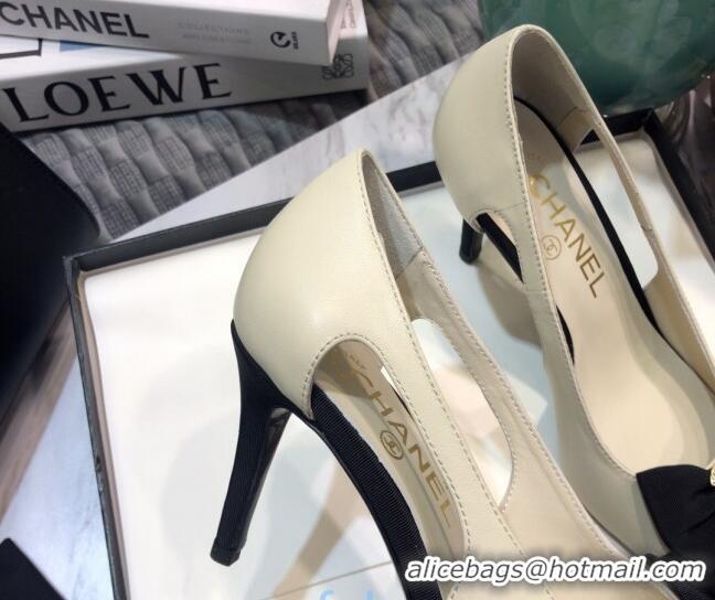 Unique Style Chanel Lambskin Bow Pumps 8.5cm G36347 White 2021