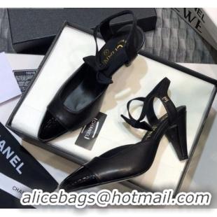 Top Quality Chanel Lambskin Pumps with Bow 80mm G36360 Black 2021