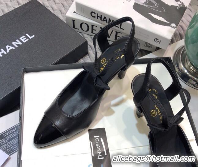 Top Quality Chanel Lambskin Pumps with Bow 80mm G36360 Black 2021