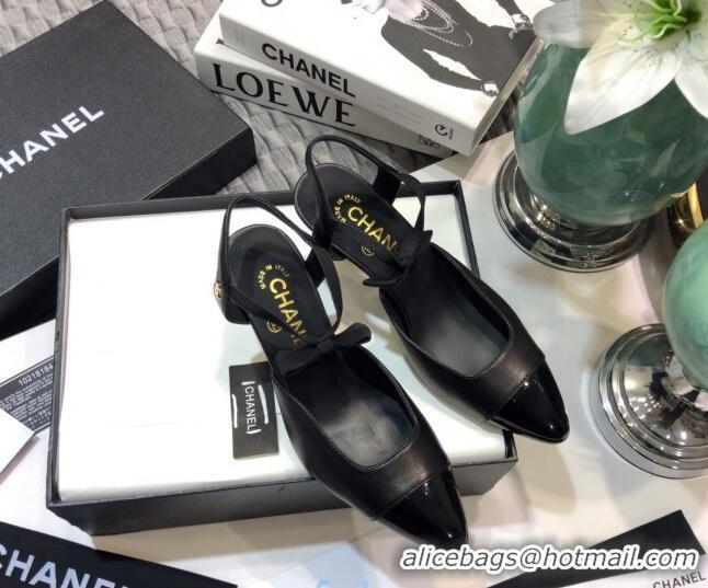 Top Quality Chanel Lambskin Pumps with Bow 80mm G36360 Black 2021