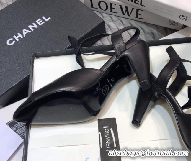 Top Quality Chanel Lambskin Pumps with Bow 80mm G36360 Black 2021