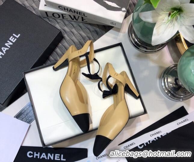 Charming Chanel Lambskin Pumps with Bow 80mm G36360 Nude 2021