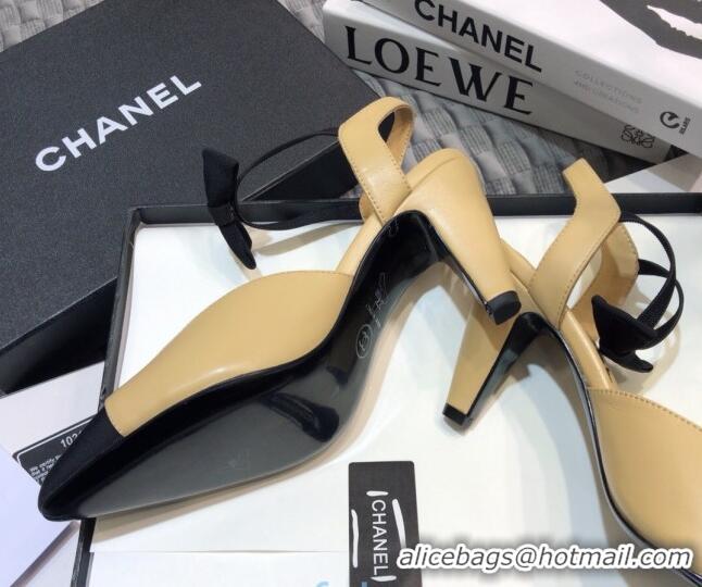 Charming Chanel Lambskin Pumps with Bow 80mm G36360 Nude 2021