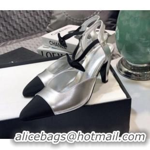 Sumptuous Chanel Lambskin Pumps with Bow 80mm G36360 Silver 2021