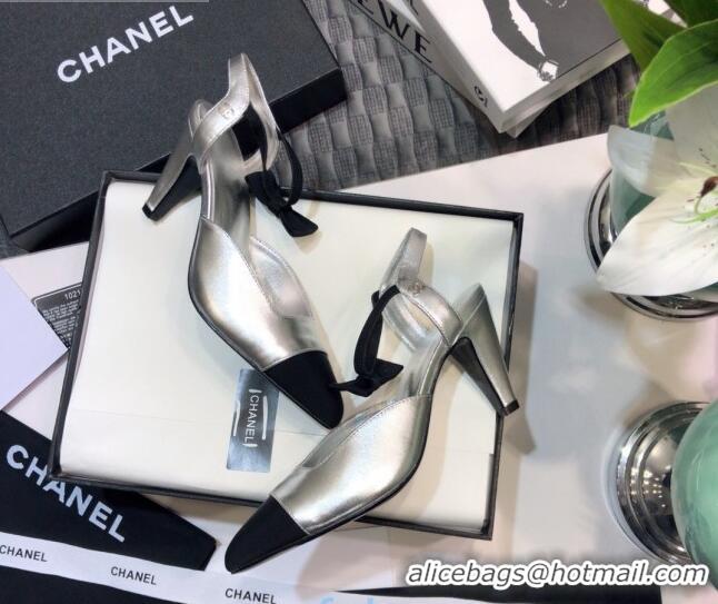 Sumptuous Chanel Lambskin Pumps with Bow 80mm G36360 Silver 2021