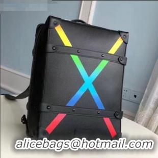 Top Grade Louis Vuitton Men's Soft Trunk Rainbow Cross Backpack M30337 Black 2019