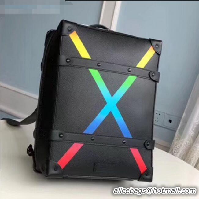 Top Grade Louis Vuitton Men's Soft Trunk Rainbow Cross Backpack M30337 Black 2019