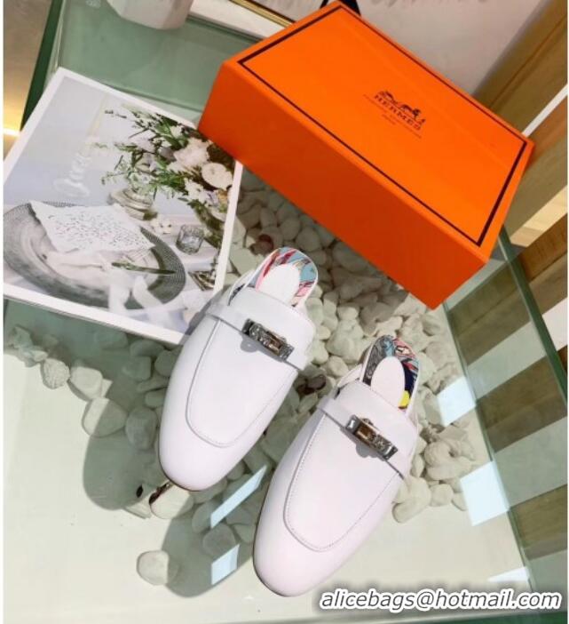 Top Design Hermes Calfskin Oz Mules 033135 White