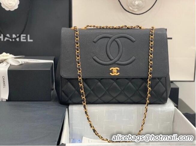 Top Quality Chanel flap bag Grained Calfskin & & Gold-Tone Metal A92233 black