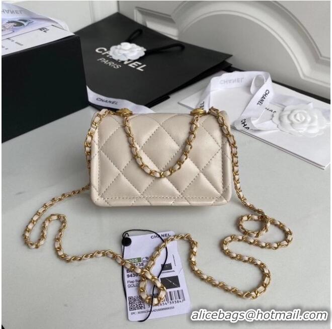 New Discount Chanel mini flap bag Sheepskin & Gold-Tone Metal AP1738 Beige