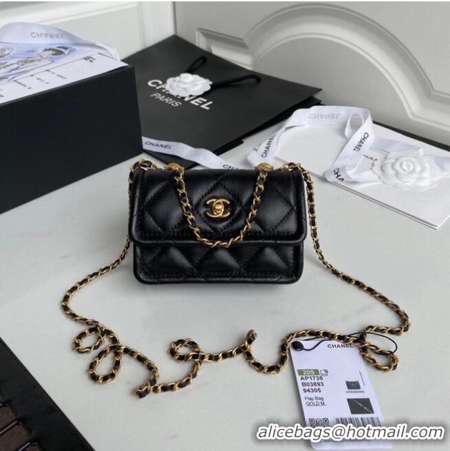 Reasonable Price Chanel mini flap bag Sheepskin & Gold-Tone Metal AP1738 Black