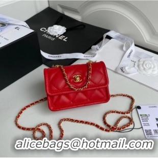 Low Cost Chanel mini flap bag Sheepskin & Gold-Tone Metal AP1738 Red