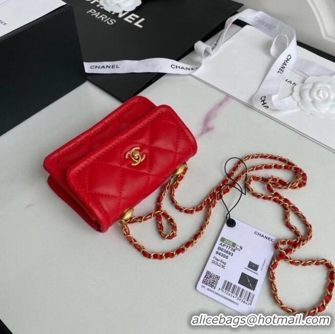 Low Cost Chanel mini flap bag Sheepskin & Gold-Tone Metal AP1738 Red