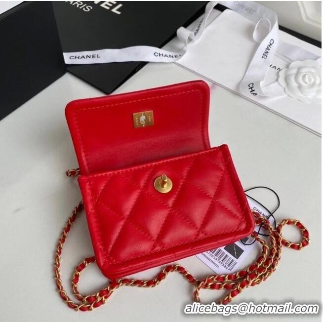 Low Cost Chanel mini flap bag Sheepskin & Gold-Tone Metal AP1738 Red