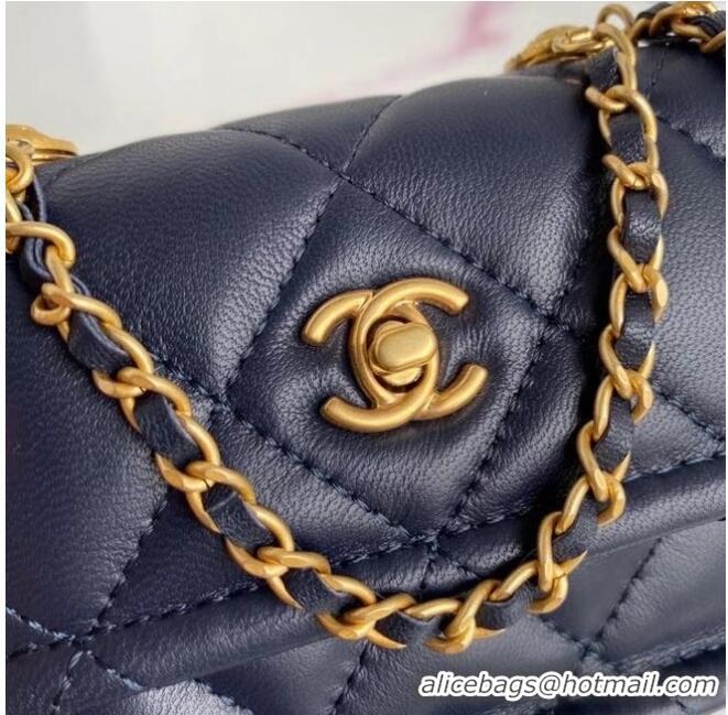 Top Grade Chanel mini flap bag Sheepskin & Gold-Tone Metal AP1738 royal blue