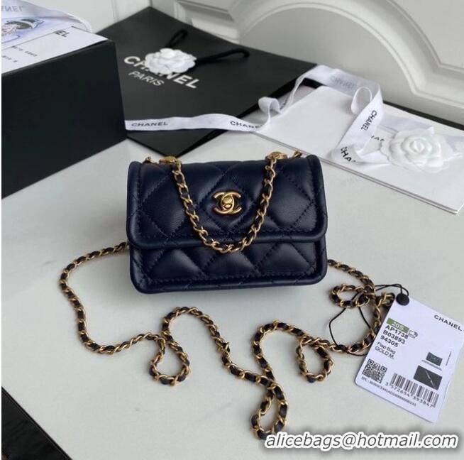 Top Grade Chanel mini flap bag Sheepskin & Gold-Tone Metal AP1738 royal blue