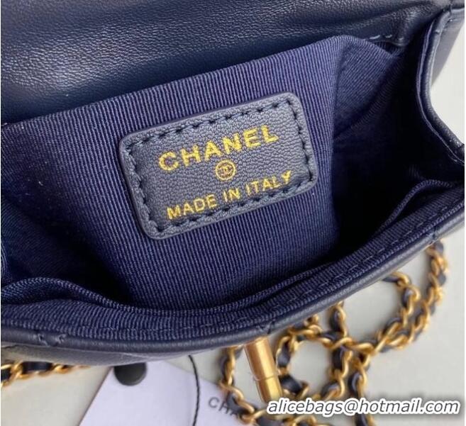 Top Grade Chanel mini flap bag Sheepskin & Gold-Tone Metal AP1738 royal blue