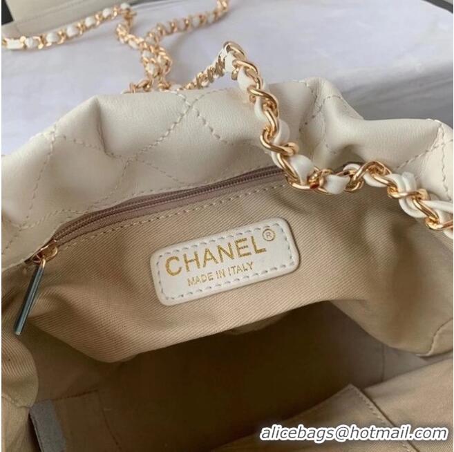 Best Price Chanel small drawstring bag Lambskin & Gold Metal AS2322 white