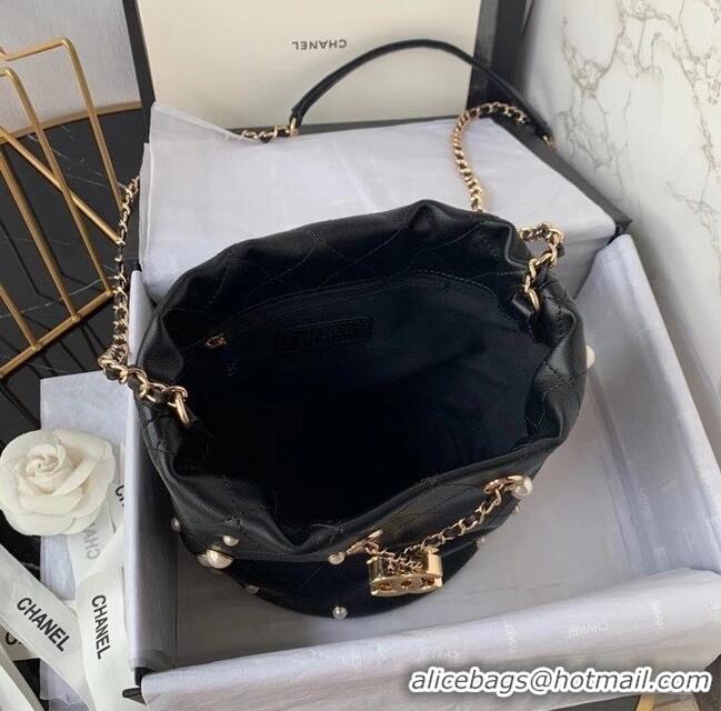 Buy Cheap Chanel small drawstring bag Lambskin & Gold Metal AS2322 Black