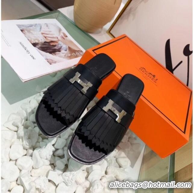 Top Quality Hermes Calfskin Auteuil Sandal 040132 Black