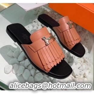 Grade Quality Hermes Calfskin Auteuil Sandal 040132 Nude Pink